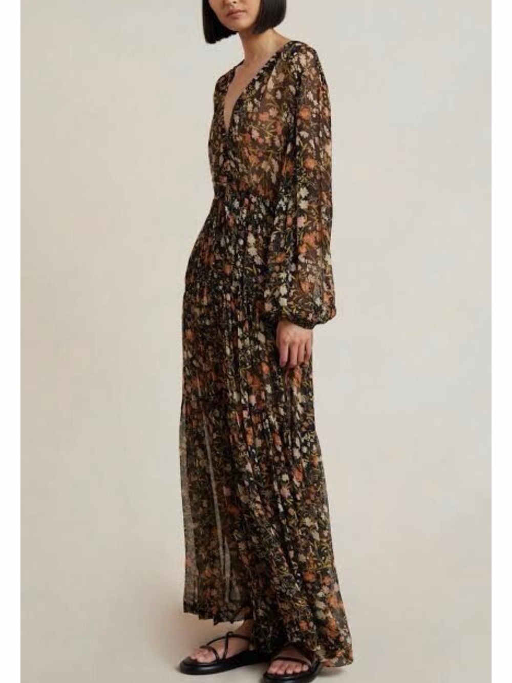 Bec and Bridge Nightshade Silk Floral Long Sleeve Tiered Maxi Dress Sz 4 Boho - Picture 5 of 16